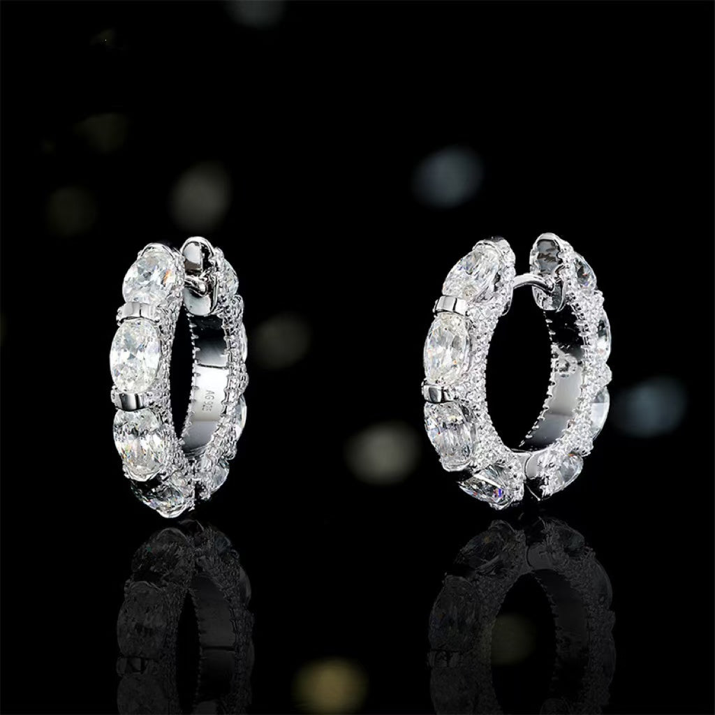 Small simple full diamond earrings