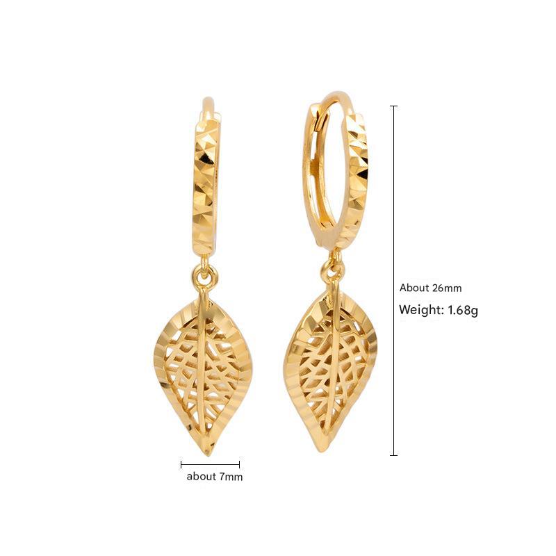 Flashing leaf light luxury niche ins style earrings