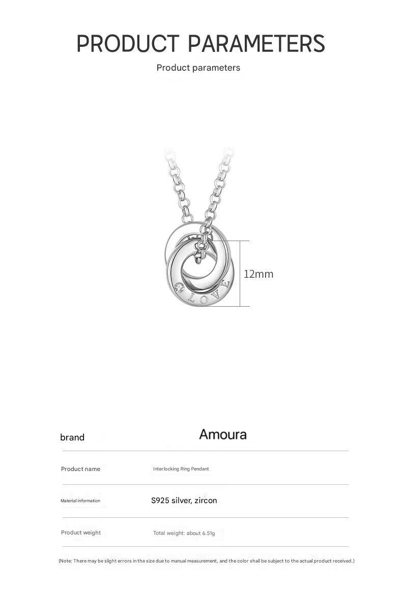 LOVE clavicle chain/ 925 sterling silver necklace