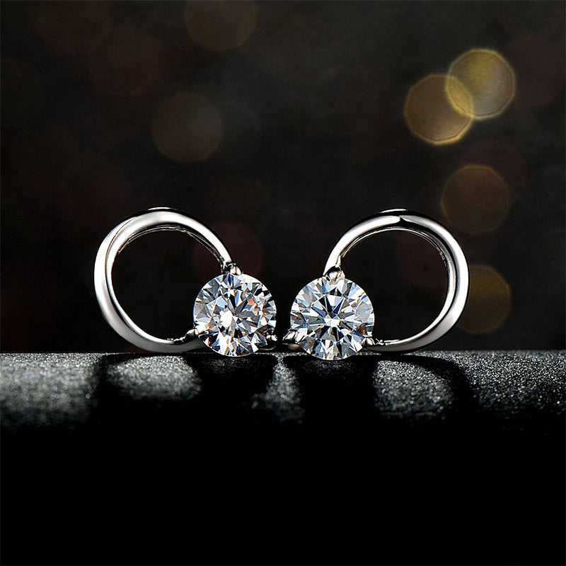 Sterling silver platinum-plated zircon earrings