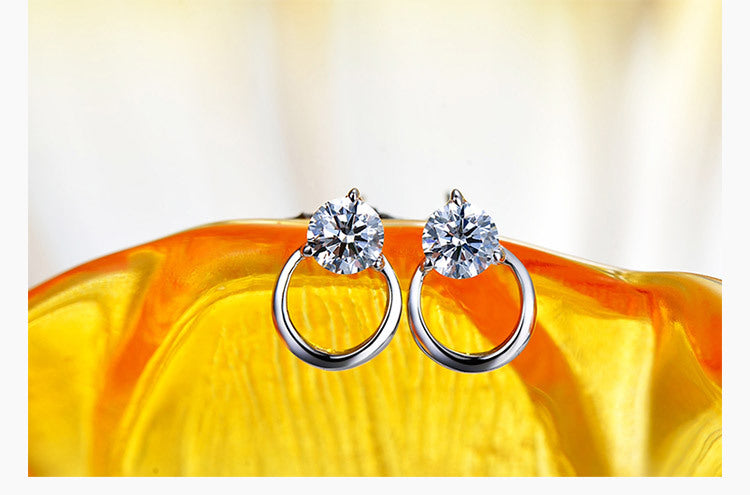 Sterling silver platinum-plated zircon earrings