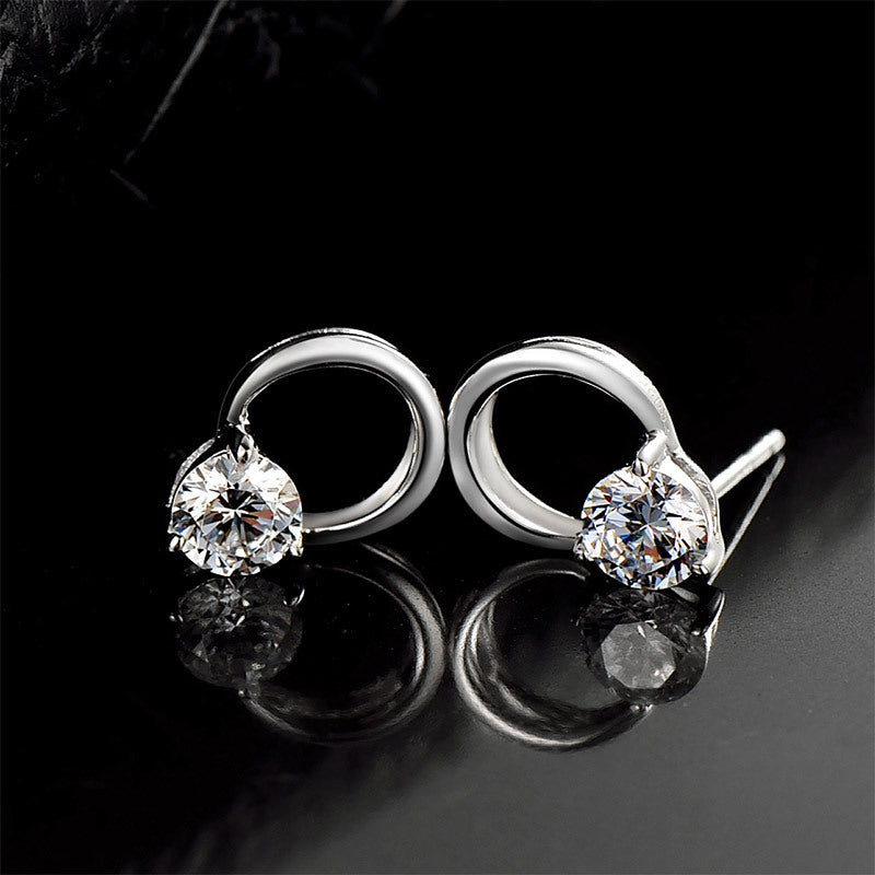 Sterling silver platinum-plated zircon earrings