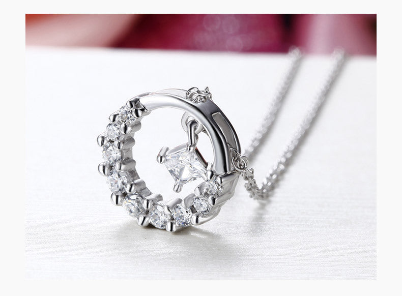 Sterling silver platinum-plated zircon pendant (without chain)