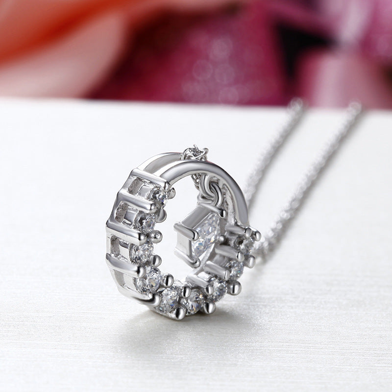 Sterling silver platinum-plated zircon pendant (without chain)