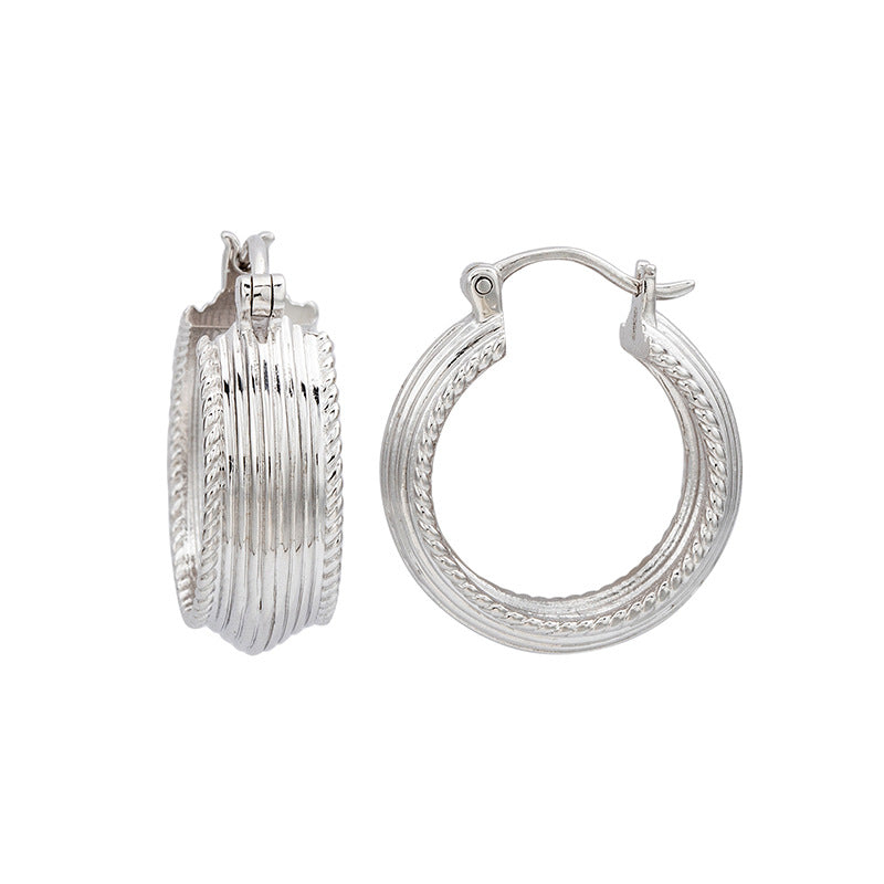 Niche minimalist sterling silver stripe earrings