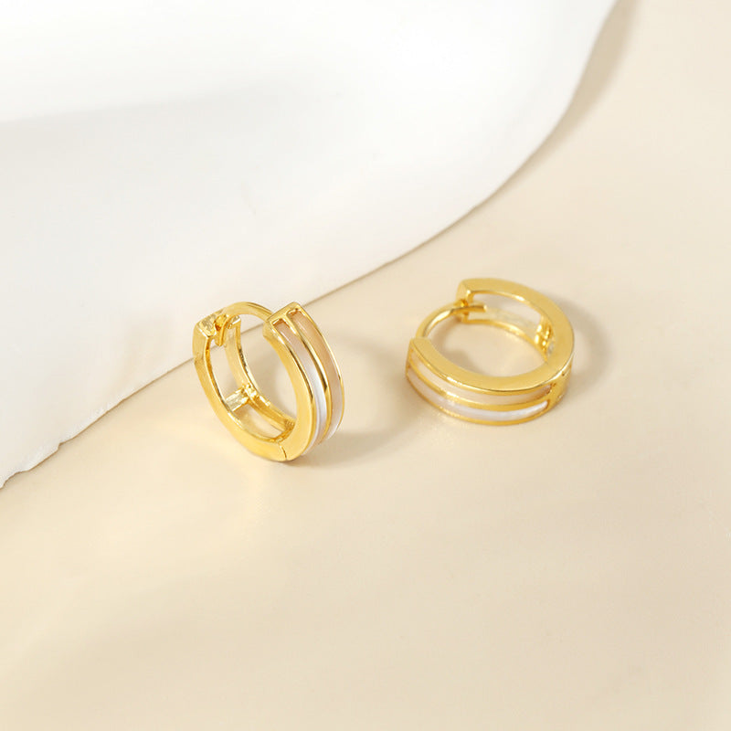 18K gold plated mother-of-pearl hoop earrings