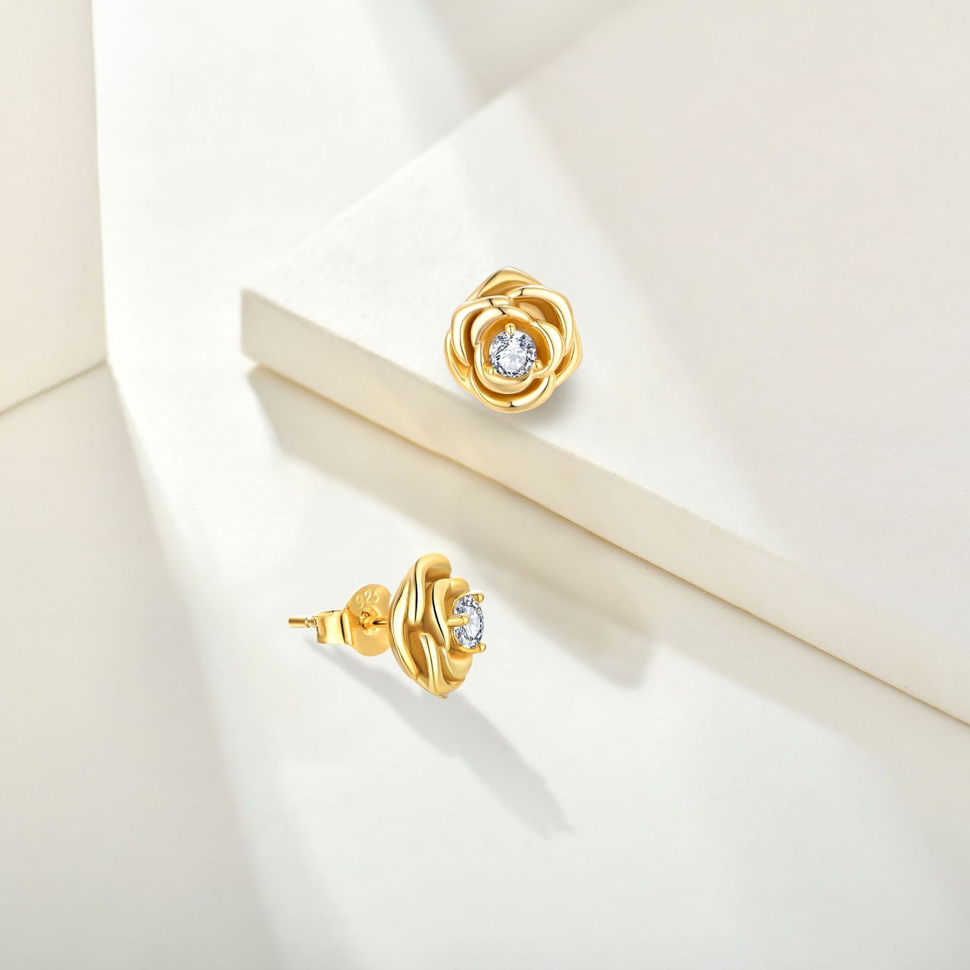 Golden Rose Zirconia Earrings