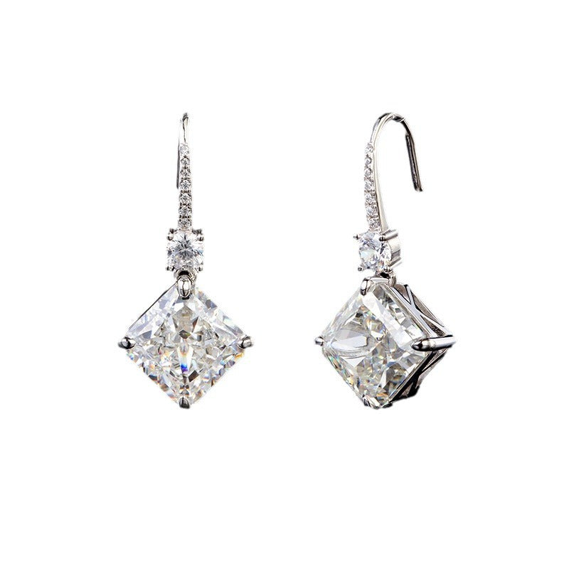 Geometric Square Diamond Ear Hook Earrings