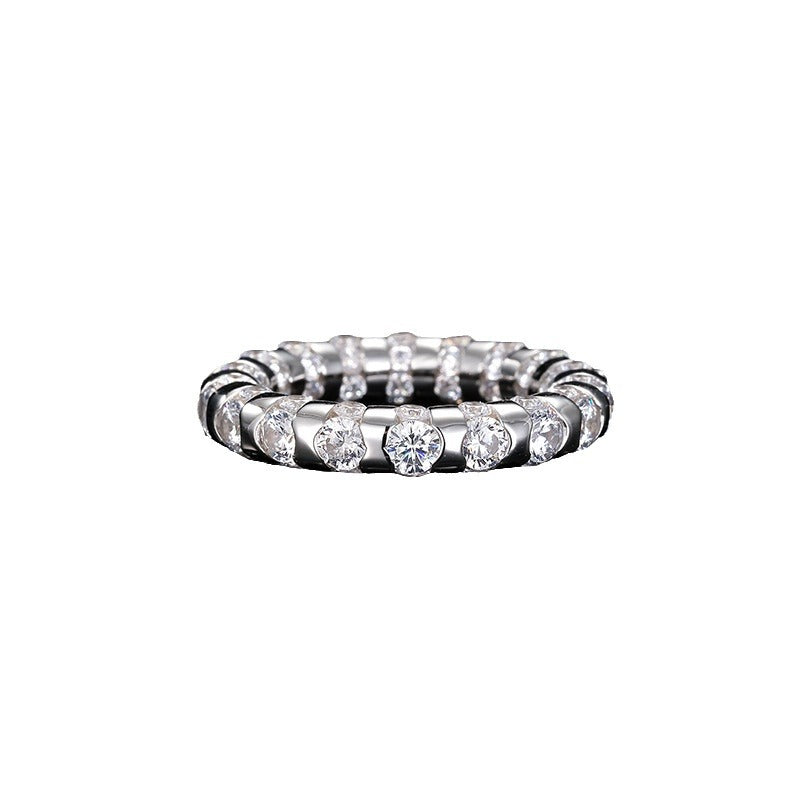 Fashionable and simple full diamond hoop ring