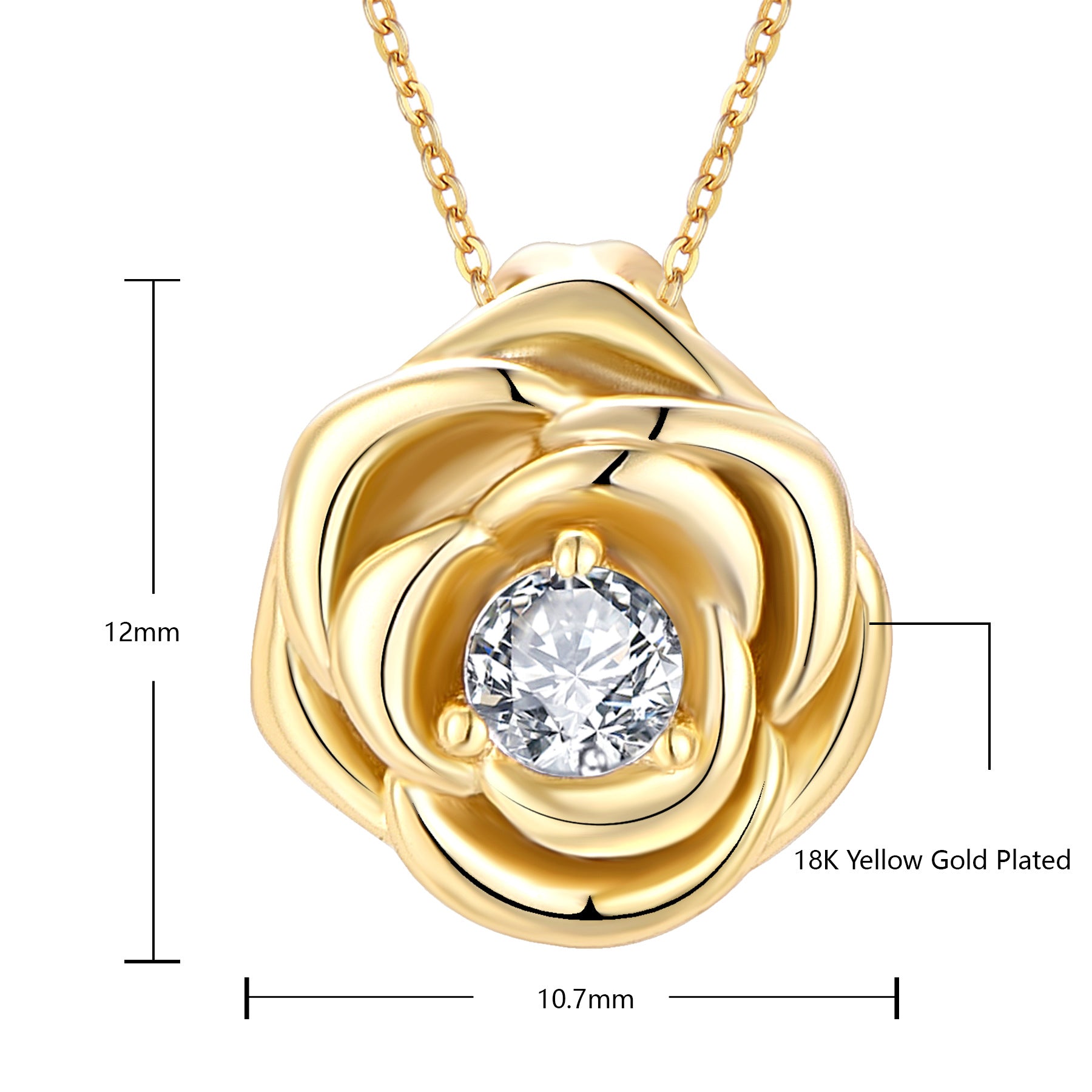 Golden Rose Zirconia Necklace