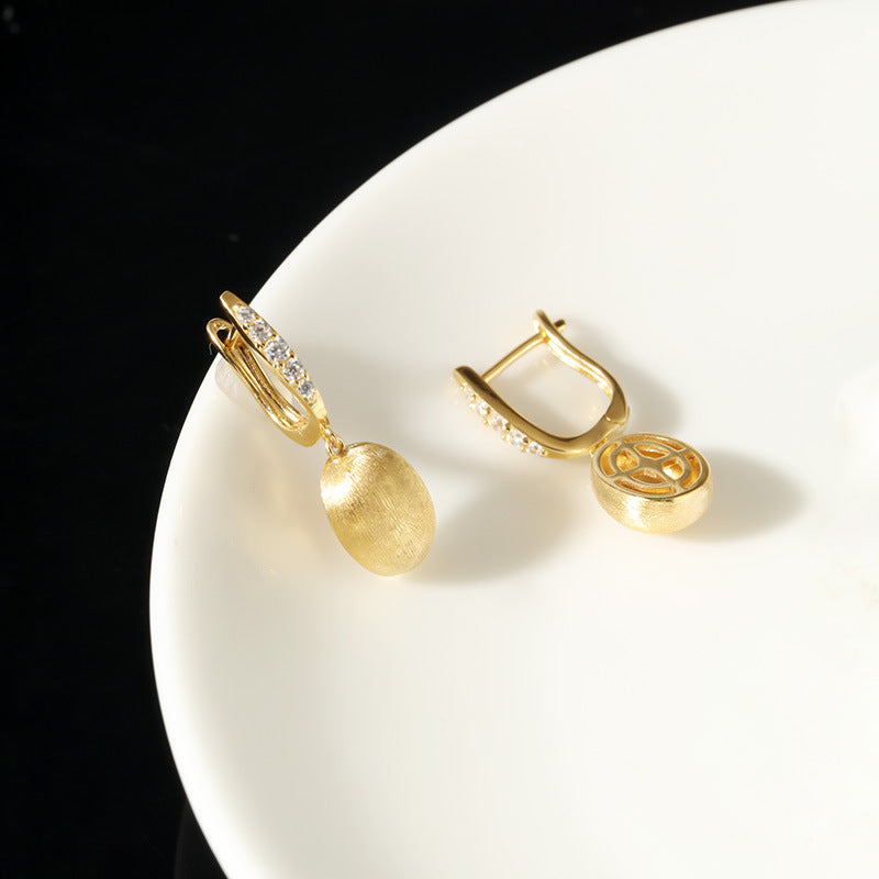 Brushed zircon niche minimalist versatile earrings