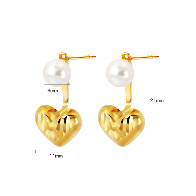 Light luxury sterling silver pearl heart earrings