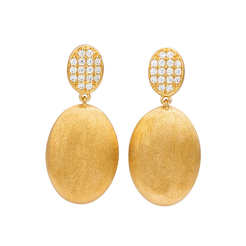 Niche hand-brushed zircon earrings