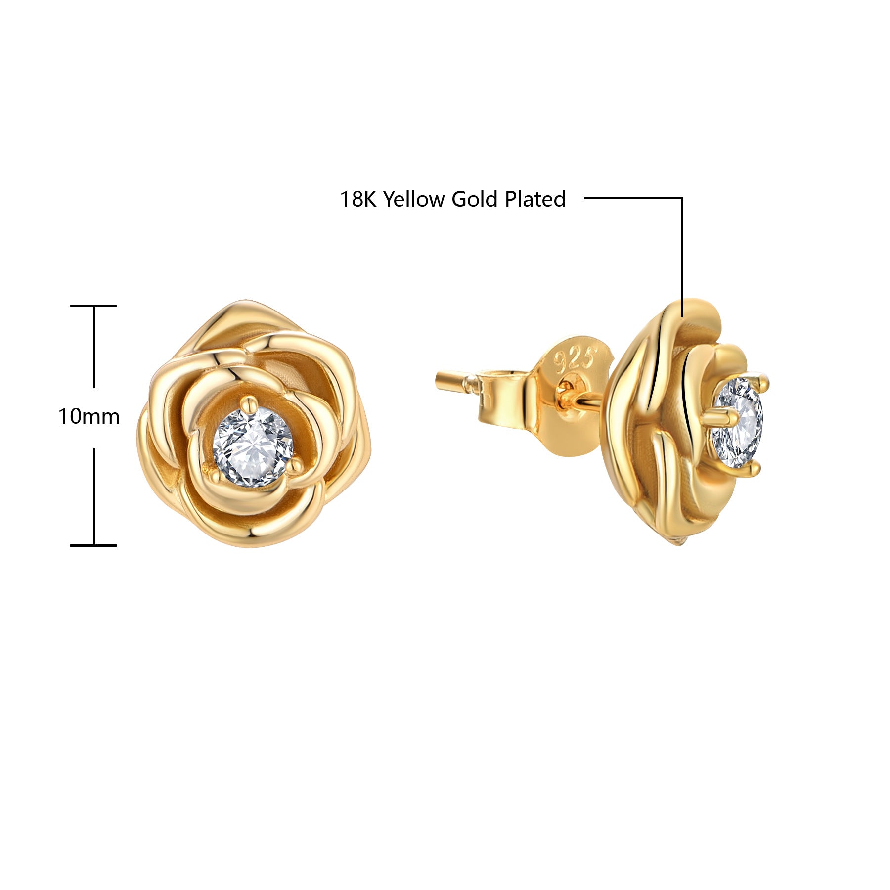 Golden Rose Zirconia Earrings