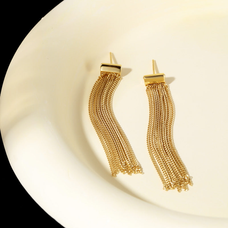 High-end simple tassel earrings