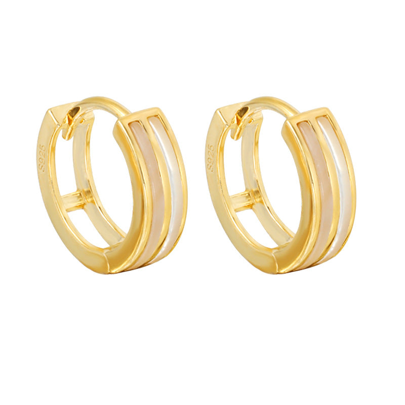 18K gold plated mother-of-pearl hoop earrings