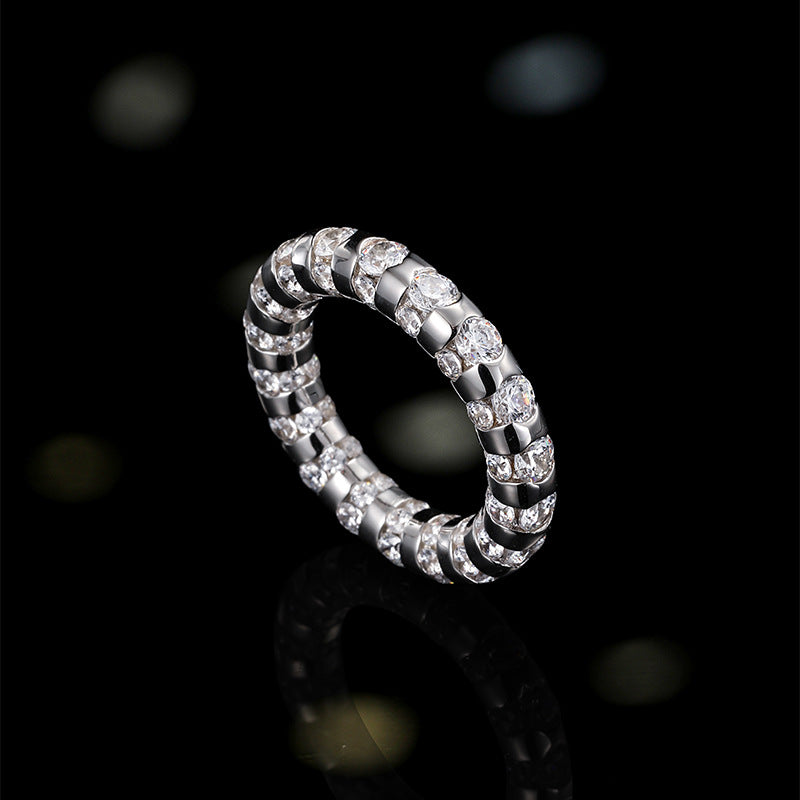 Fashionable and simple full diamond hoop ring