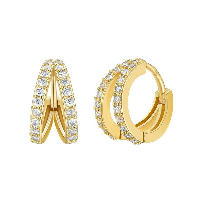 925 sterling silver 18K gold plated zircon earrings