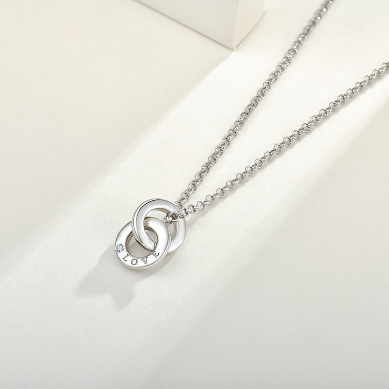 LOVE clavicle chain/ 925 sterling silver necklace