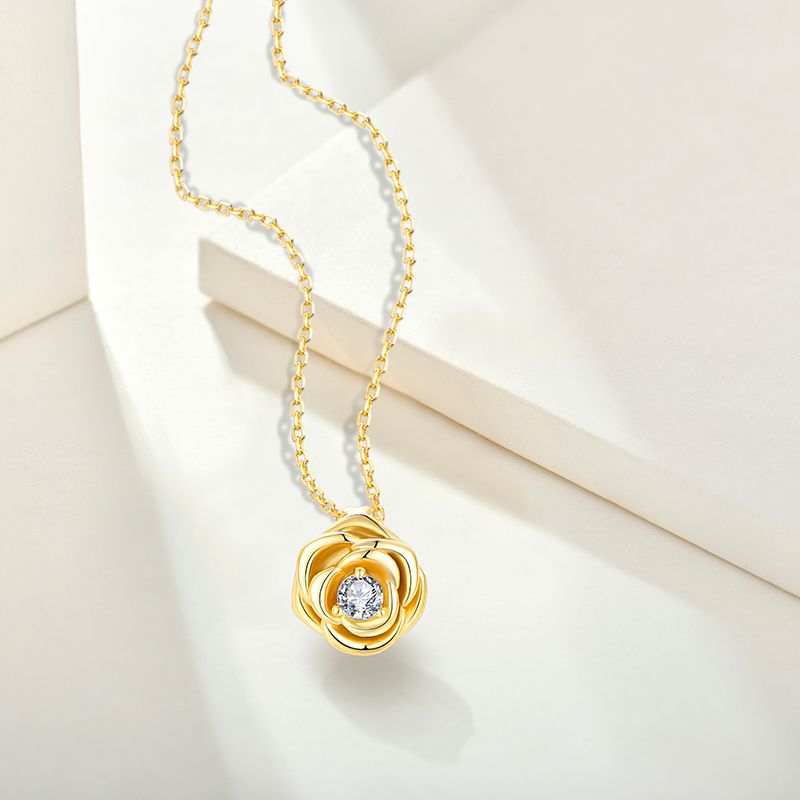 Golden Rose Zirconia Necklace