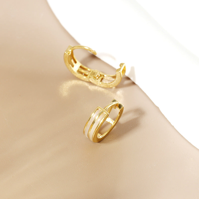 18K gold plated mother-of-pearl hoop earrings