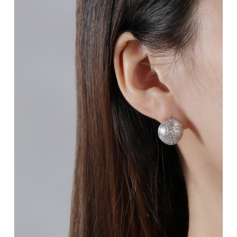 Sterling Silver Brushed Zirconia Fashion Earrings