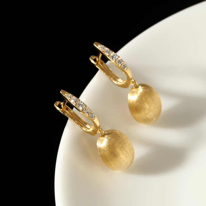 Brushed zircon niche minimalist versatile earrings