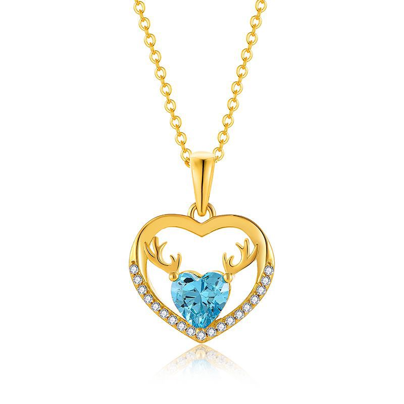 Zircon clavicle heart pendant necklace