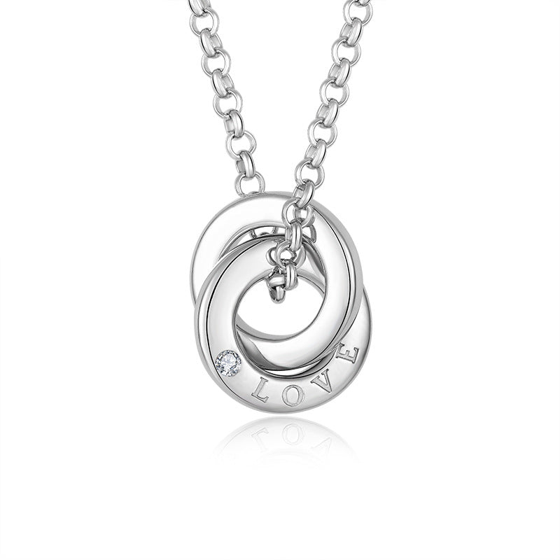 LOVE clavicle chain/ 925 sterling silver necklace