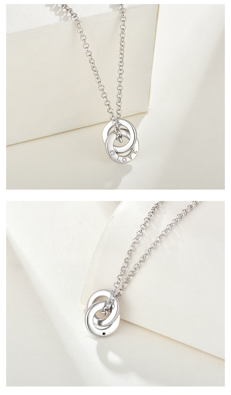 LOVE clavicle chain/ 925 sterling silver necklace